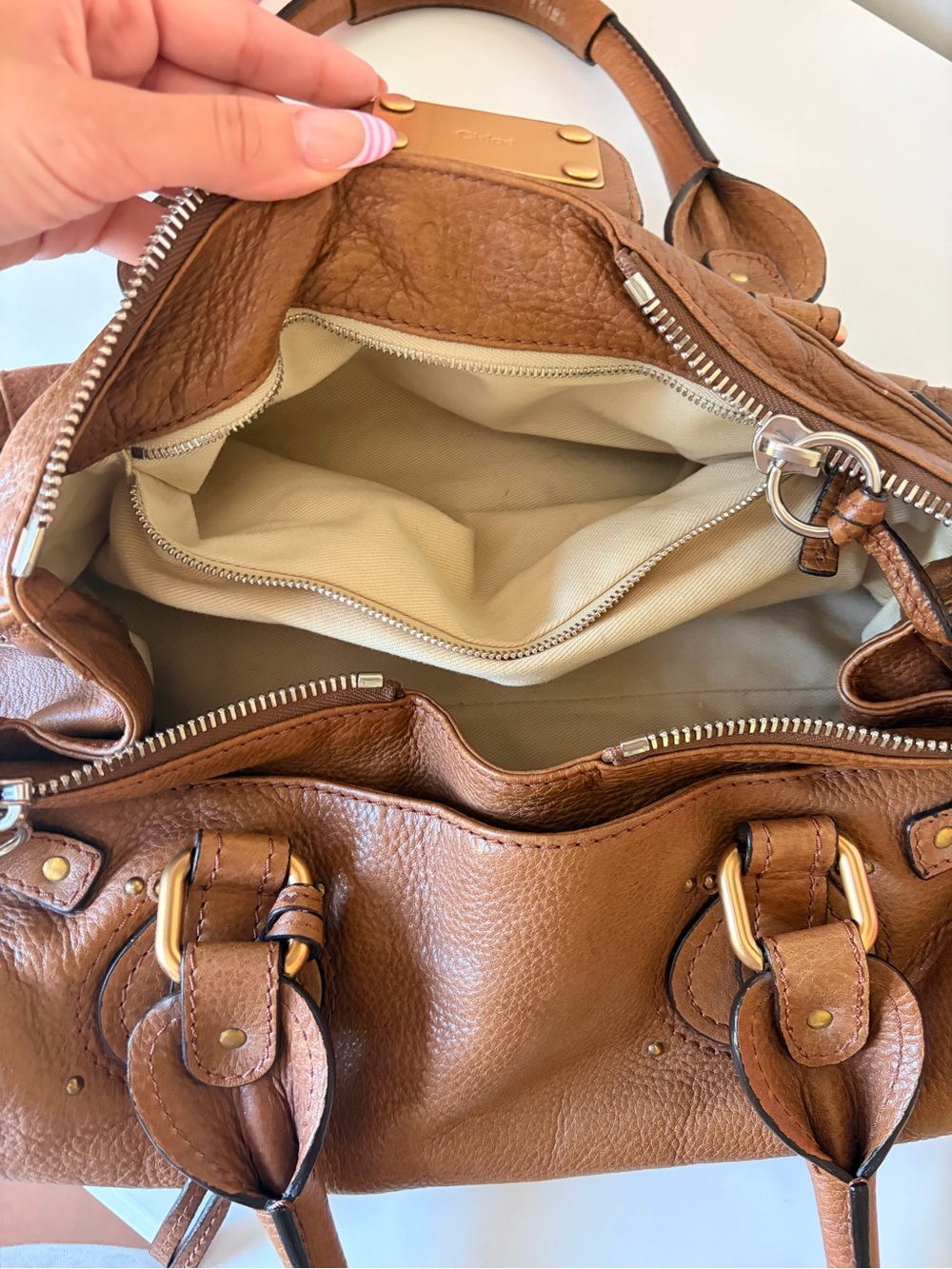 Chloe Paddington Brown Leather Satchel with Gold Padlock - Picture 6 of 11